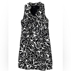 Ann Taylor Black and White Floral Sleeveless Dress